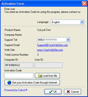 Colock Software Copy Protection Sample Activation Window In English